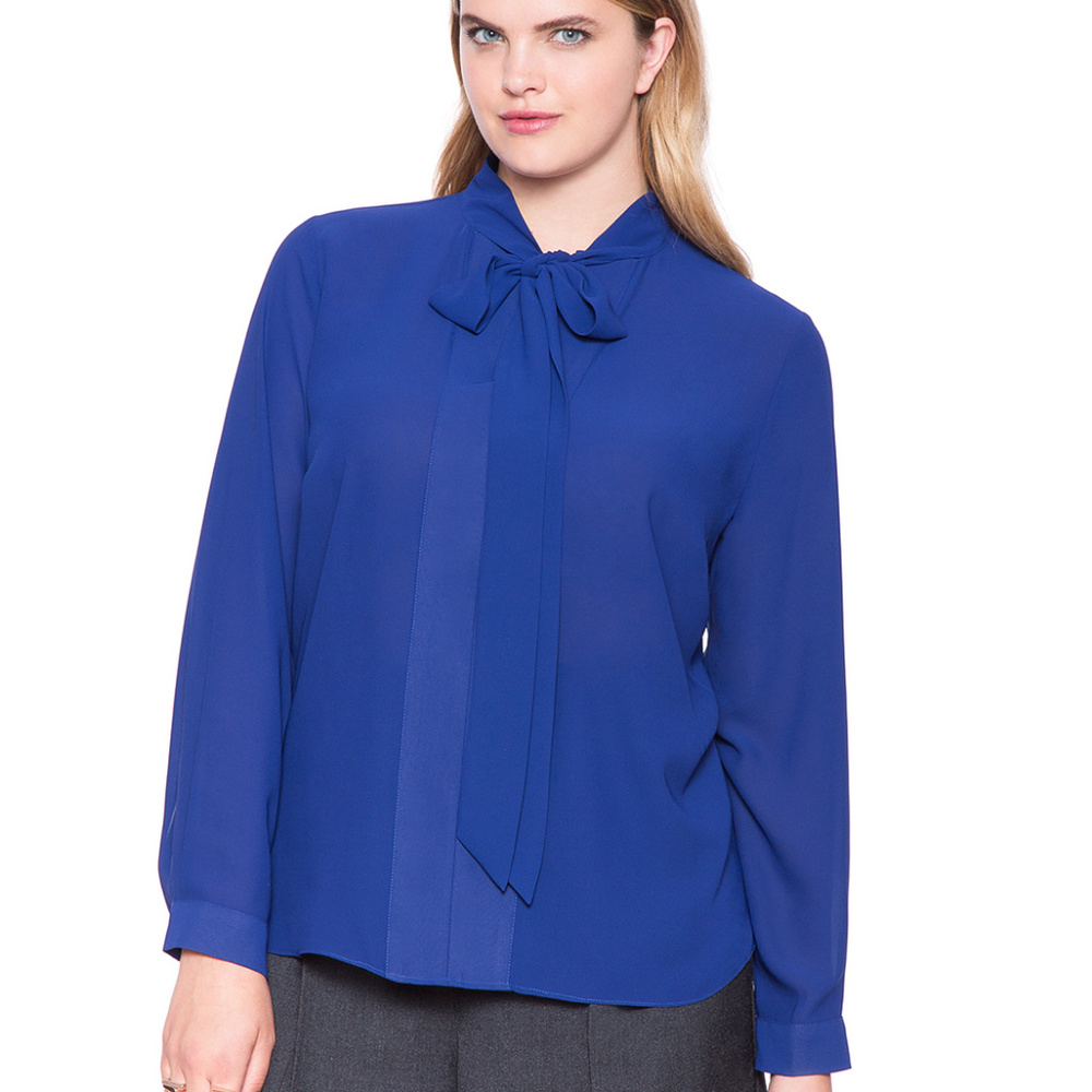 Eloquii tie neck blouse navy size 18